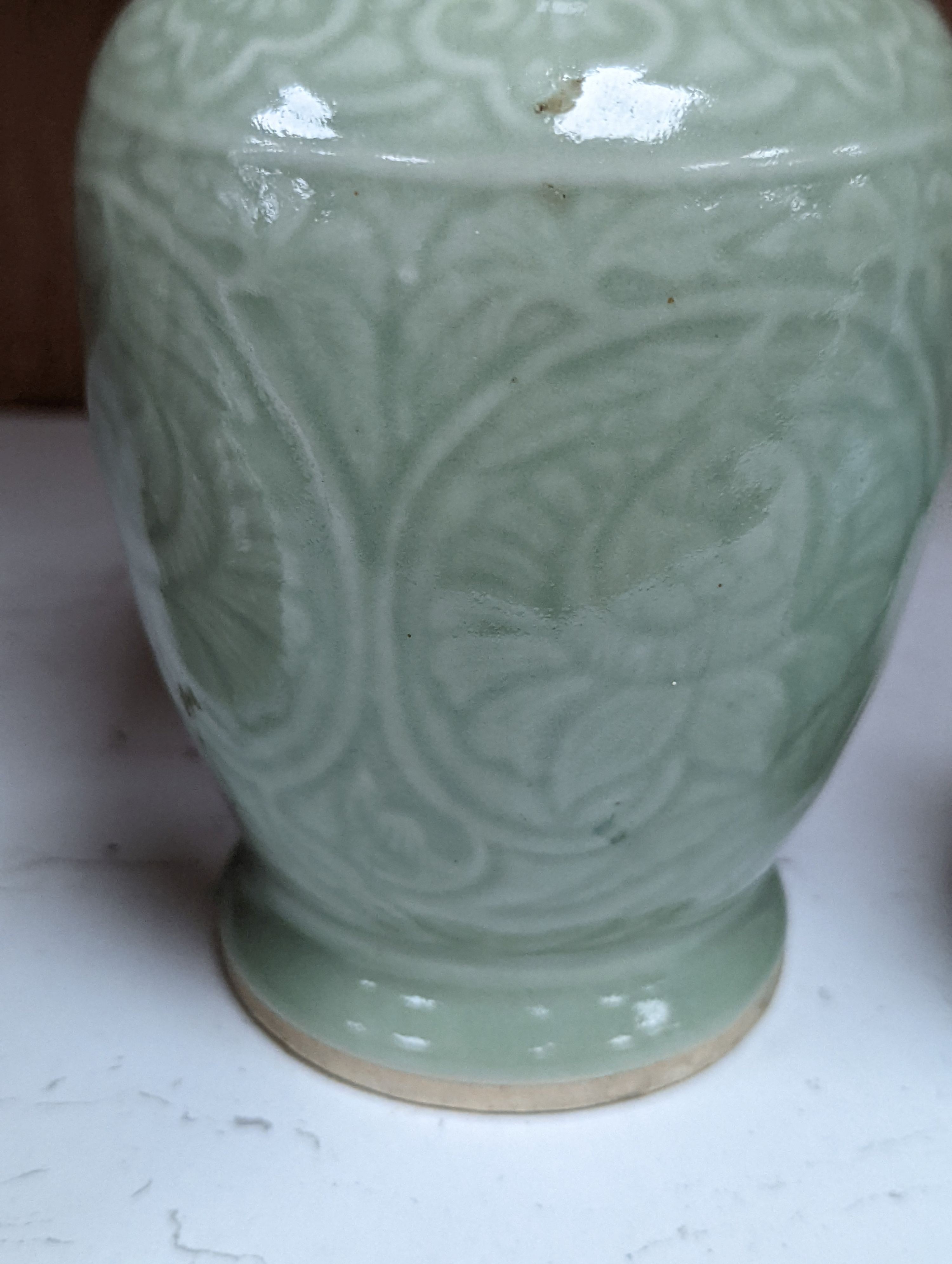 Three 19th Chinese monochrome glazed vases, with sang de boeuf, celadon and turquoise crackle glaze, tallest 21 cm